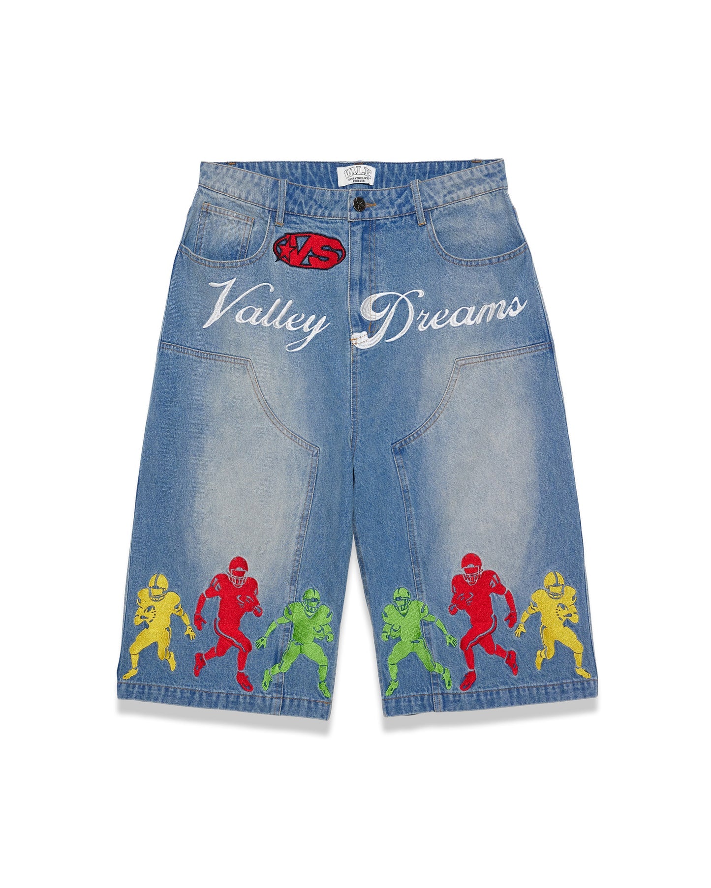 Vale lives “Football” Denim Shorts (Blue)