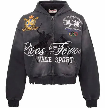 Vale zip up hoodie Rockefeller black