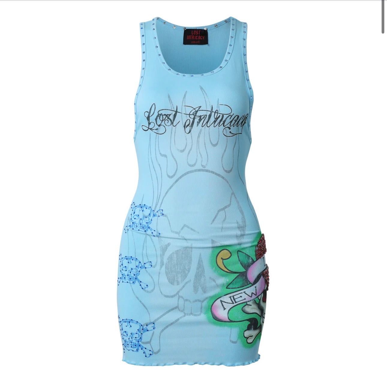 Lost intricacy “ink n Bones” (Light Blue) Dress
