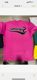 Supreme tee back logo hot pink