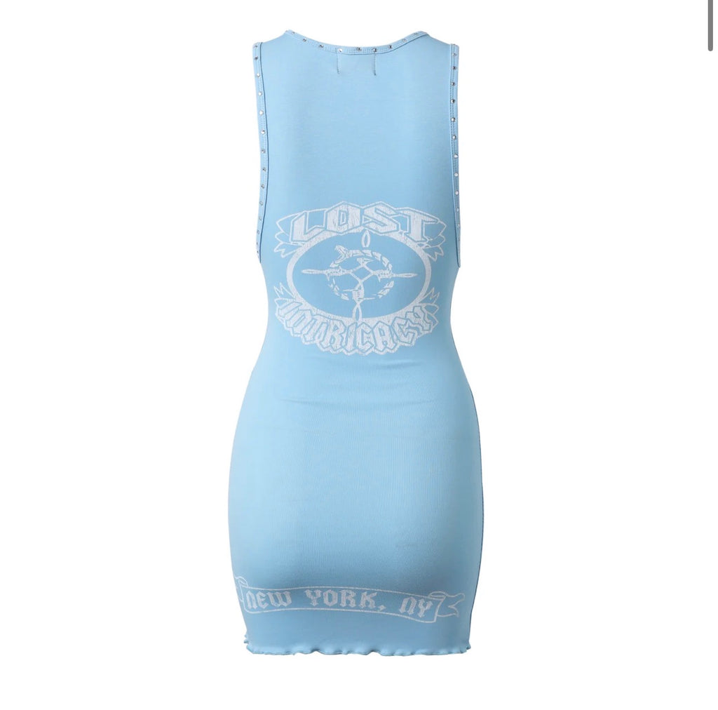 Lost intricacy “icon Logo” Dress (Light Blue)