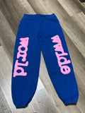 Spider sweatpants blue pink logo