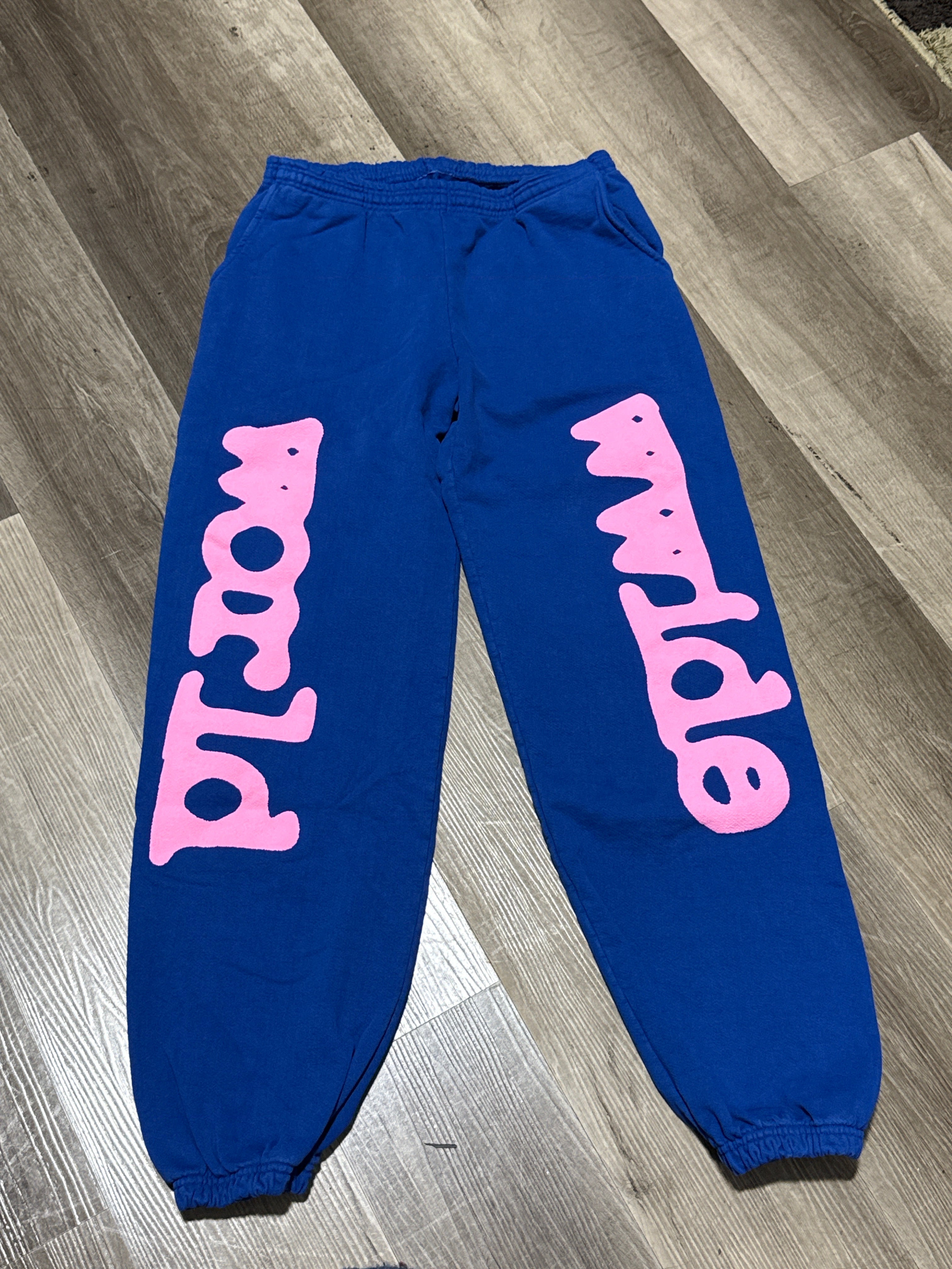 Spider sweatpants blue pink logo