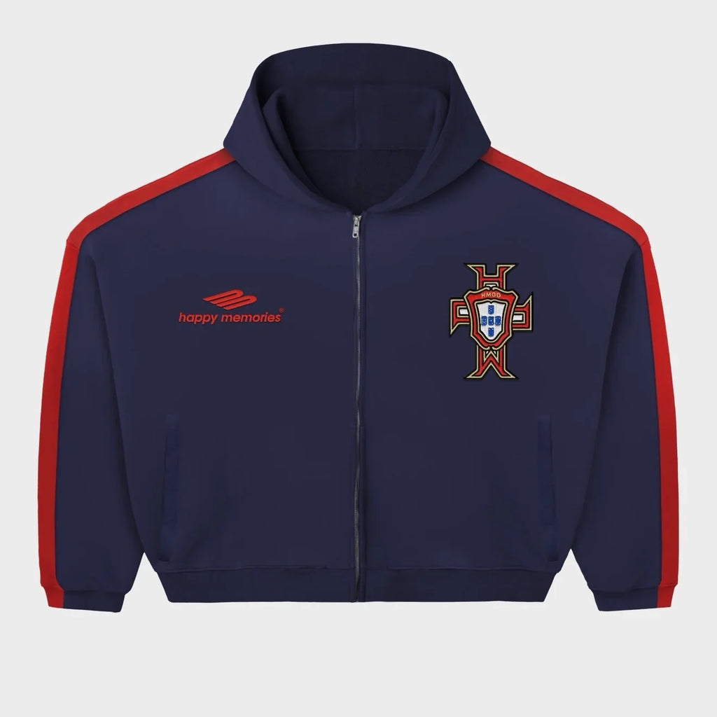 Hmdd Lisbon Zip Up Hoodie (Navy/Red)