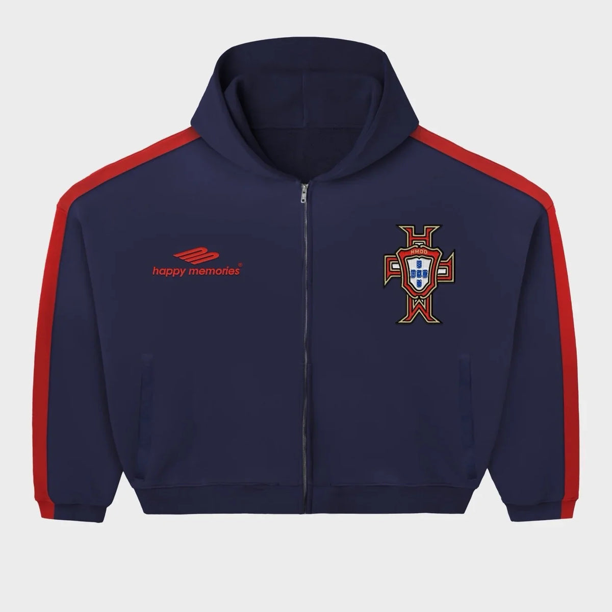 Hmdd Lisbon Zip Up Hoodie (Navy/Red)