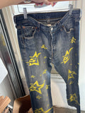 Spider jeans all over logo light blue yellow