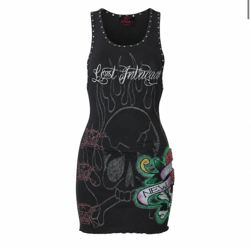 Lost intricacy “ink n bones” Dress (Black)