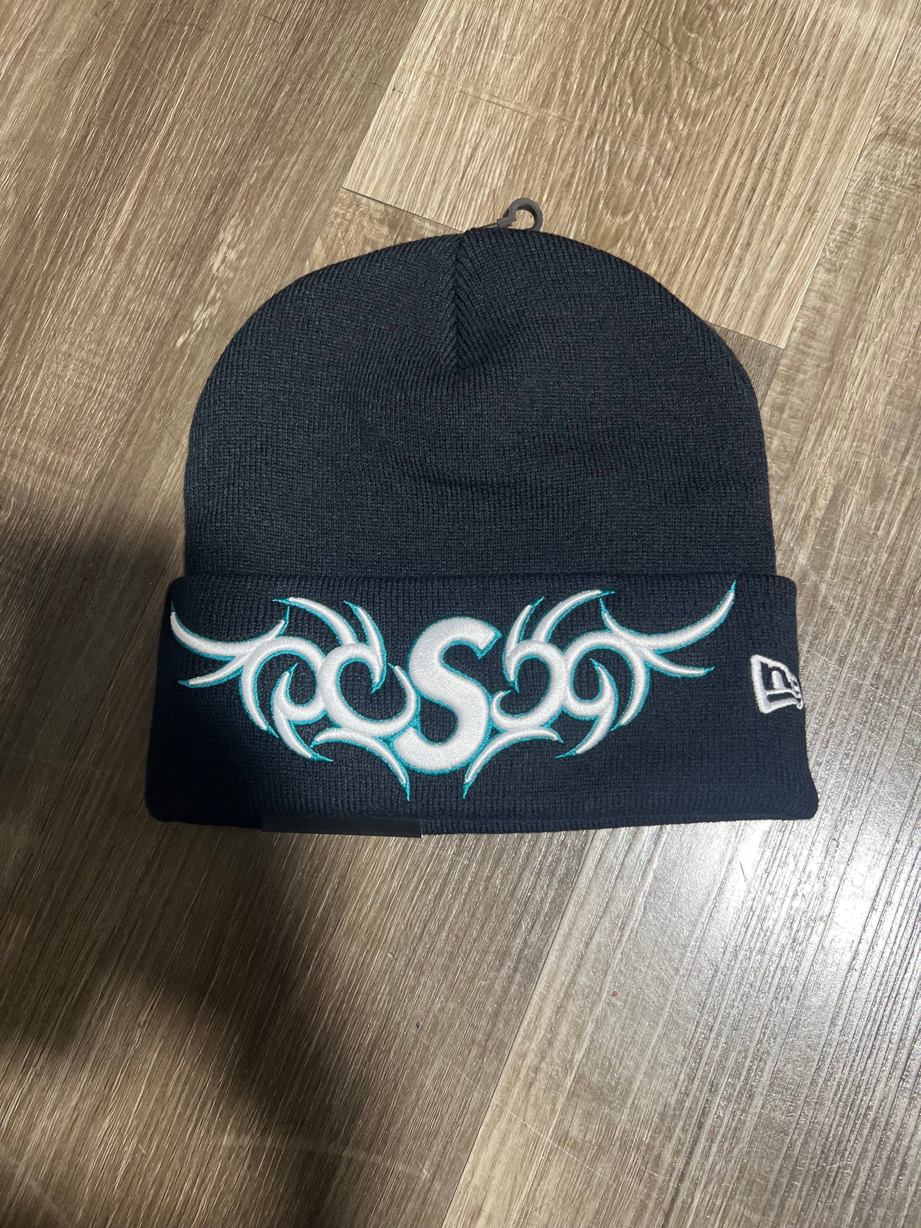 Supreme beanie S logo black/white/ turquoise