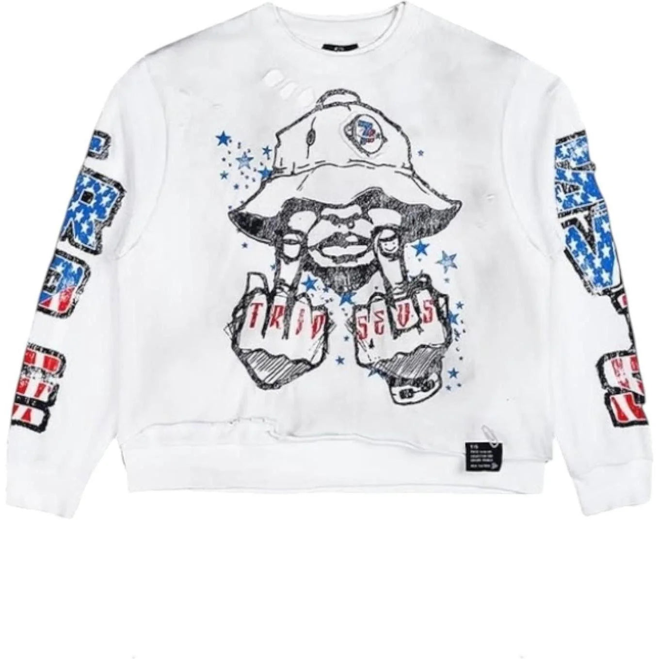 Triple Sevens War Longsleeve (White/Blue/Red)