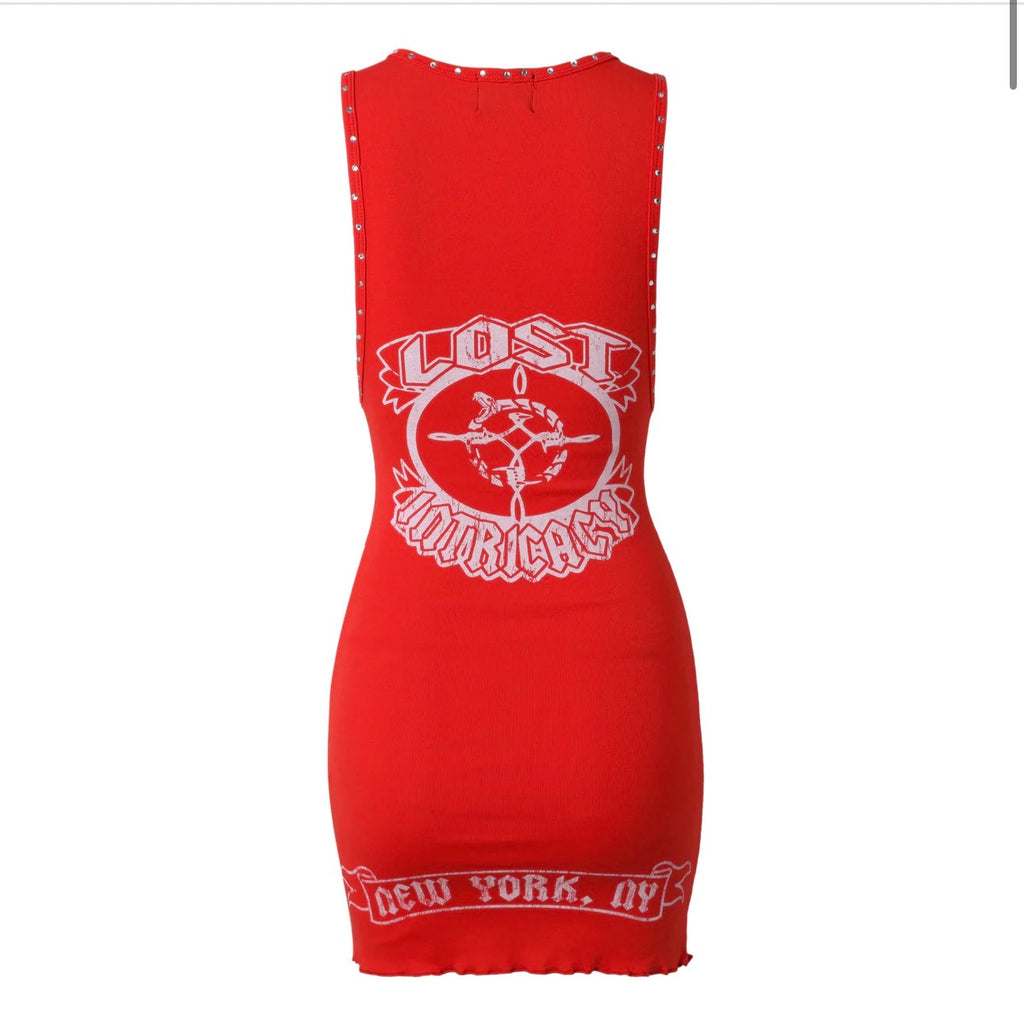 Lost intricacy “icon” Logo Dress (Red)