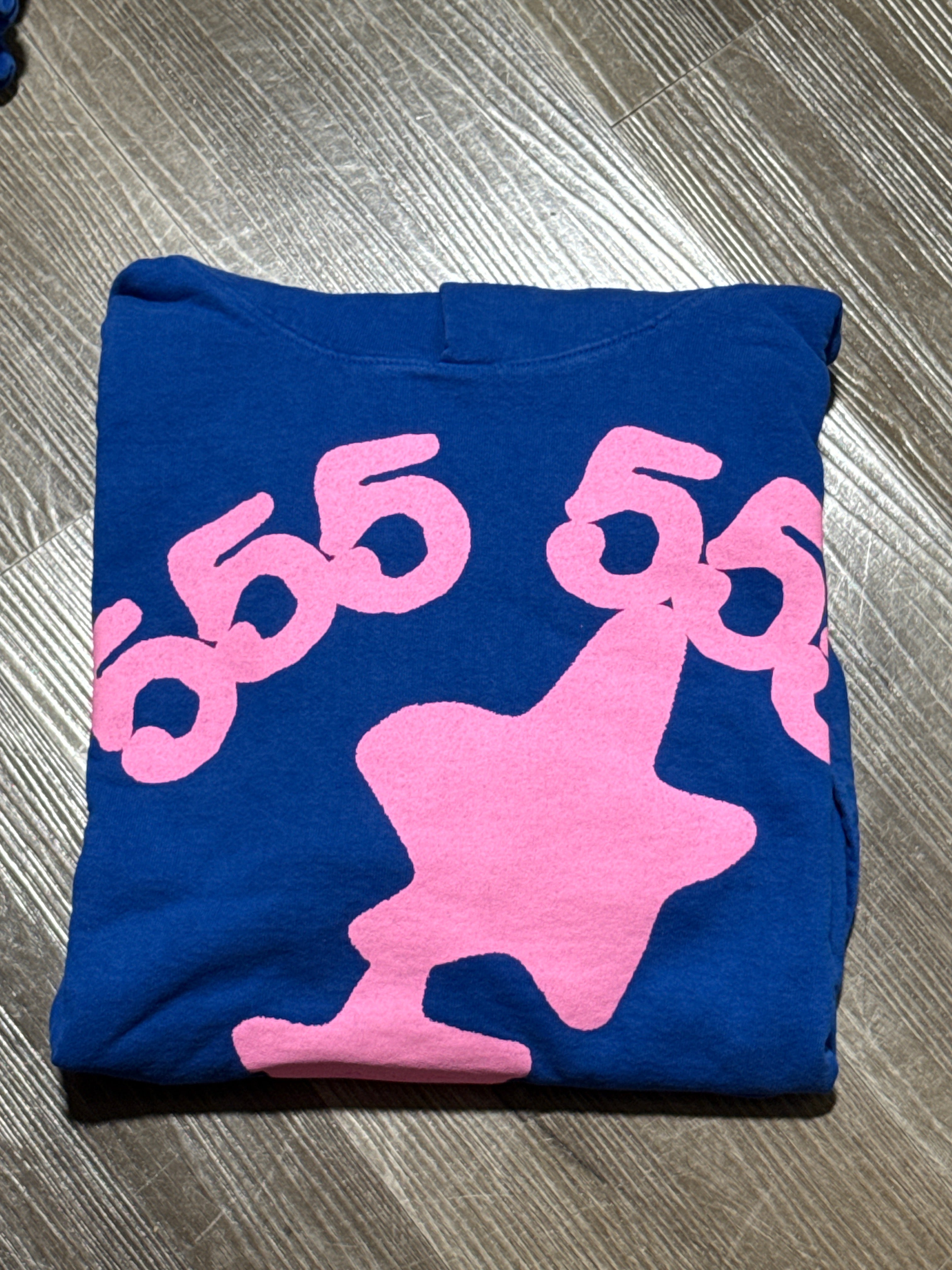 Spider hoodie blue pink logo