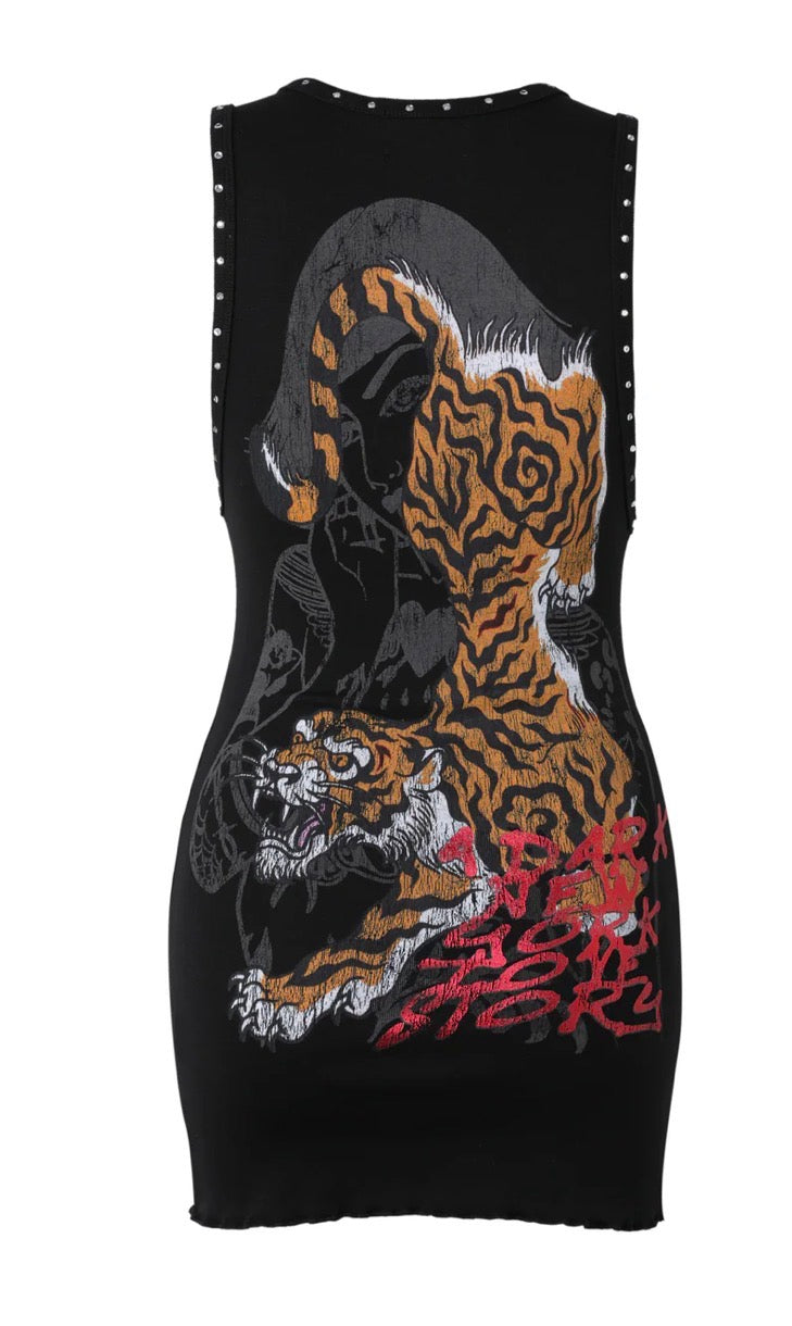 Lost intricacy “Twin Tiger” Dress (Black)