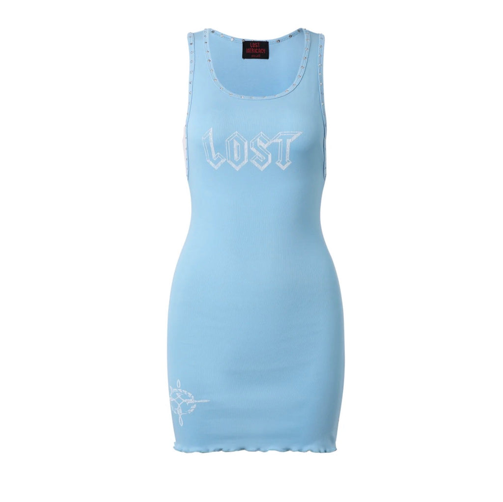 Lost intricacy “icon Logo” Dress (Light Blue)