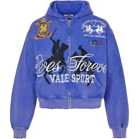 Vale Zip up hoodie blue rockefeller