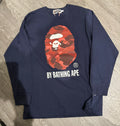 Bape “Big Ape Head” Longsleeve (Navy/Red)