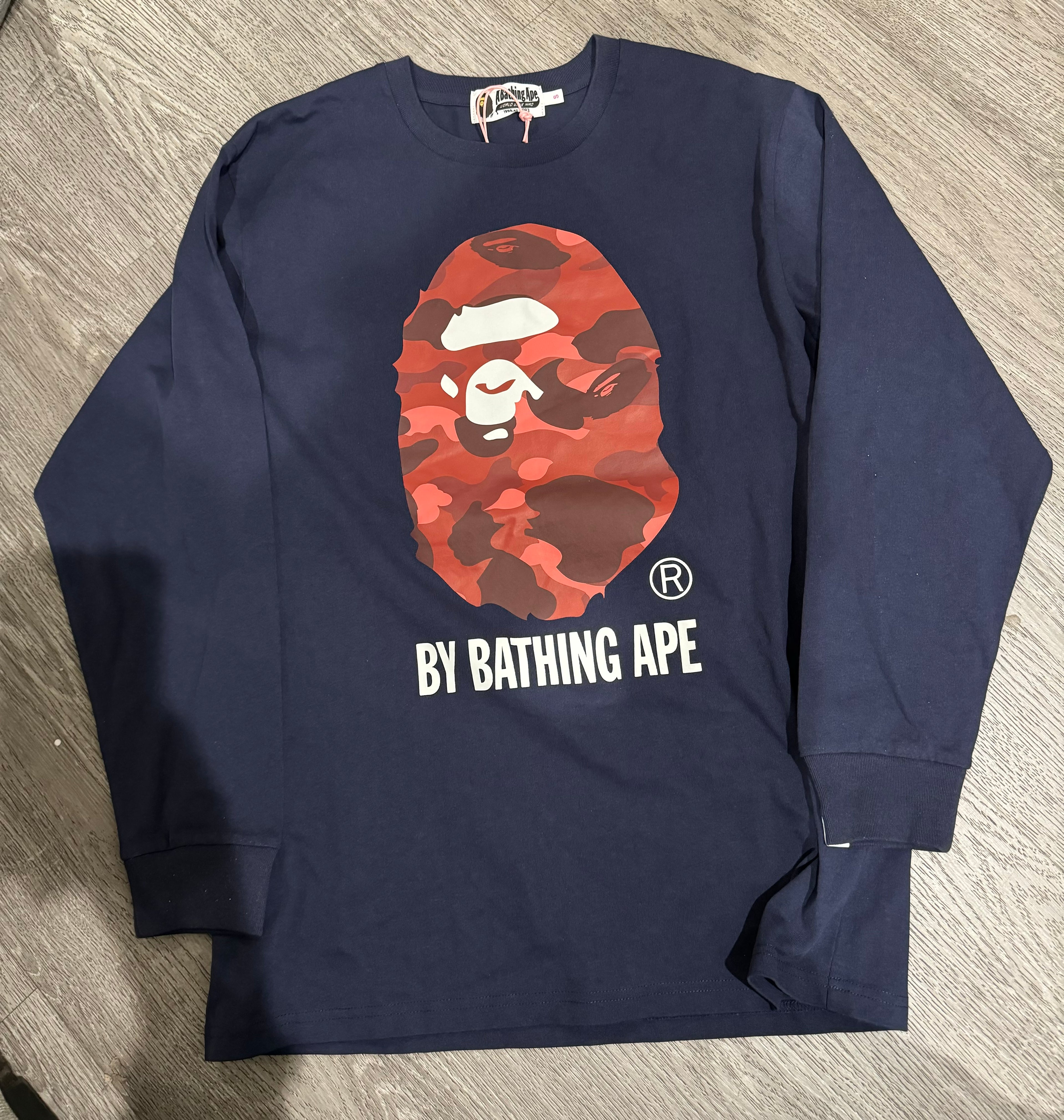 Bape “Big Ape Head” Longsleeve (Navy/Red)