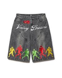 Vale Lives “Football” Denim Shorts (Black)