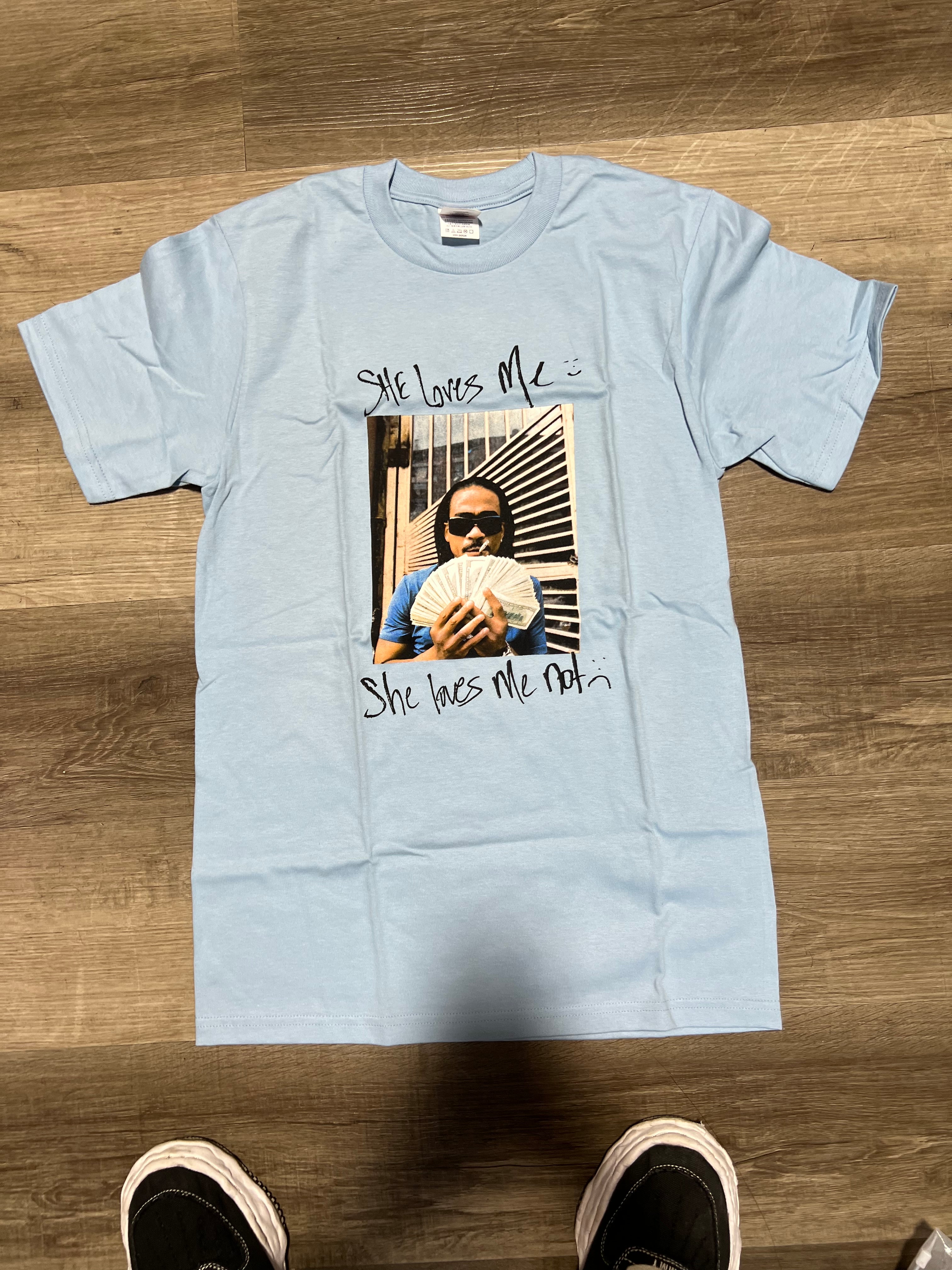 Supreme tee she loves me/ she loves me not light blue