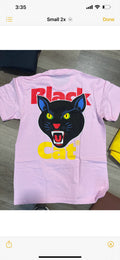 Supreme tee black cat pink
