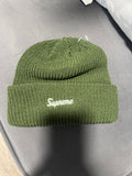 Supreme beanie script logo olive