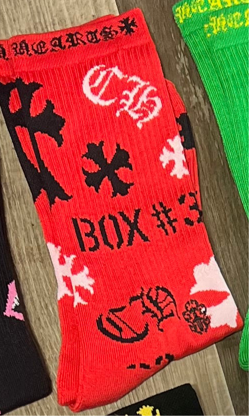Chrome hearts socks crosses red
