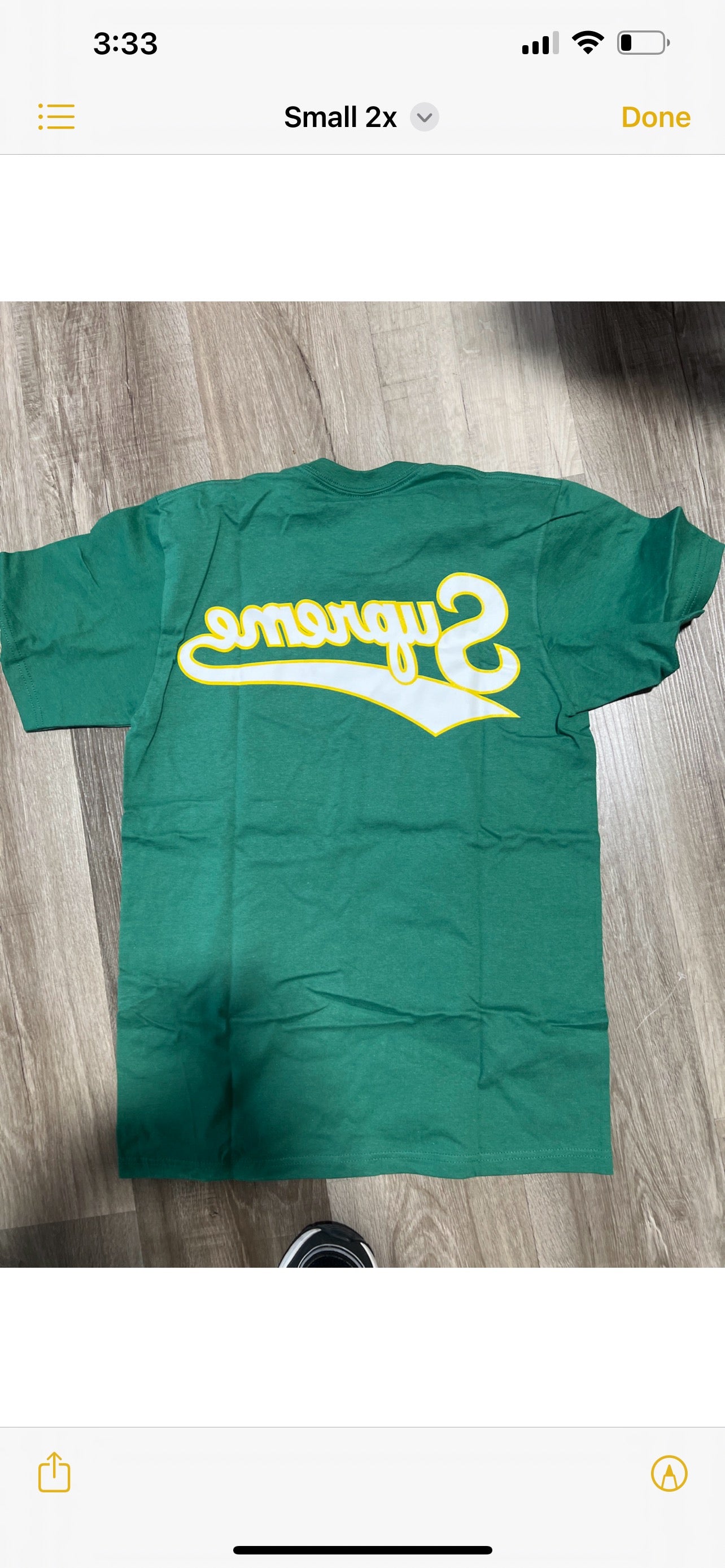 Supreme tee back logo green/ white
