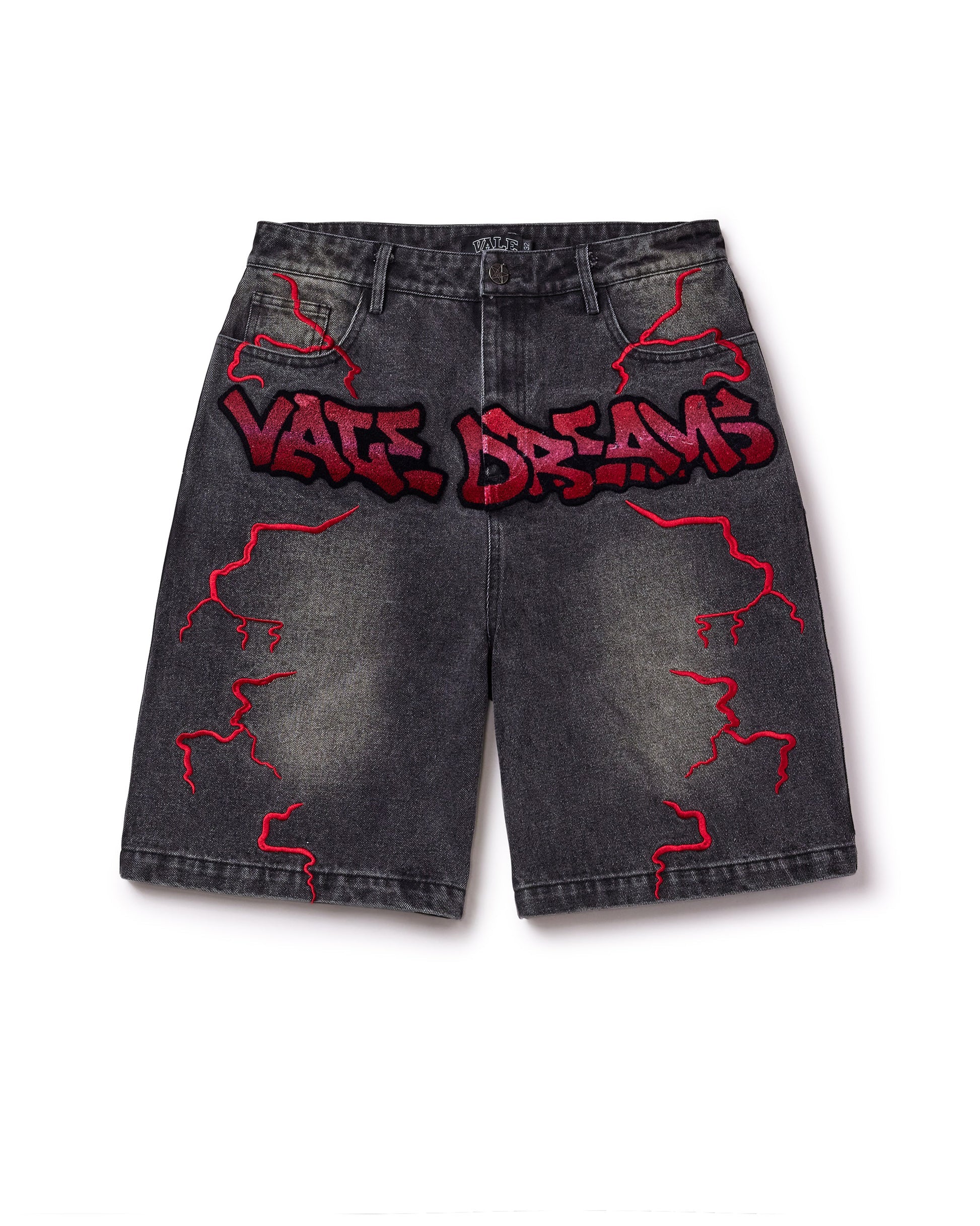 Vale Lives “Graffiti” Denim Shorts black