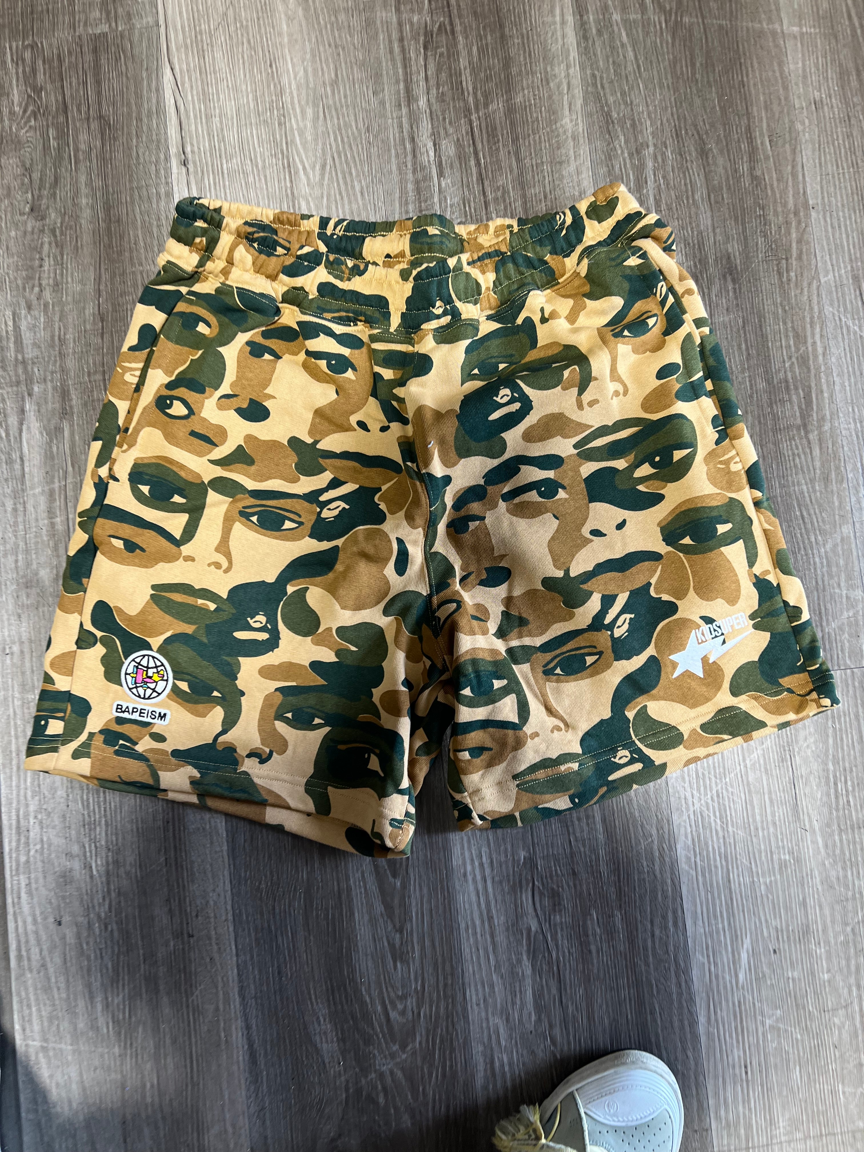 Bape shorts camo yellow green