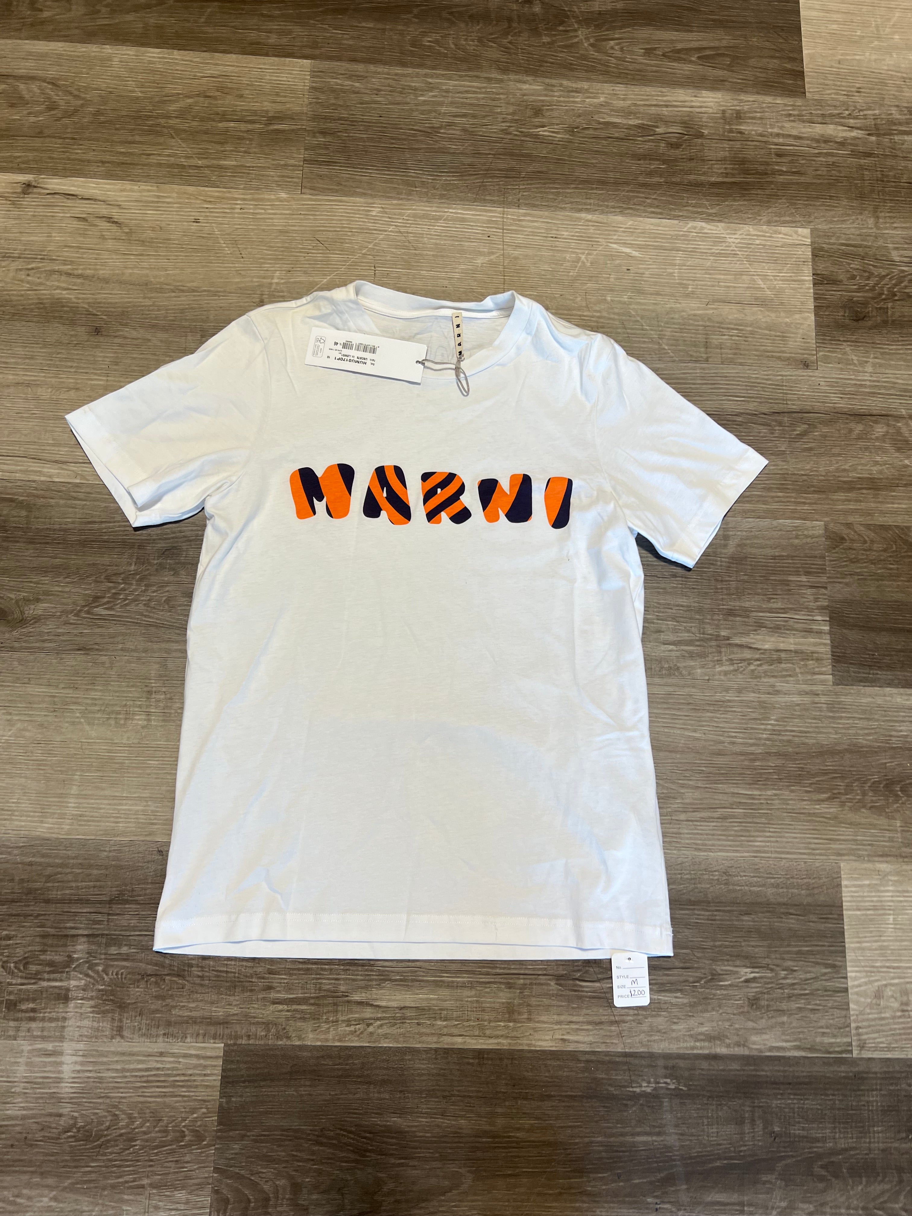 Marni tee white orange and purple logo