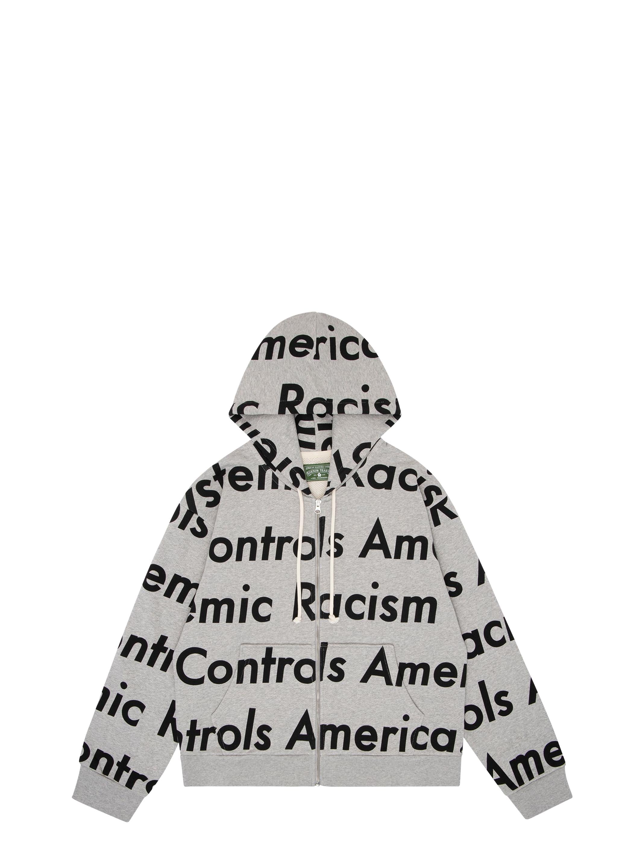 Denim Tears “Racism Controls America” Zip Up Hoodie (Grey)