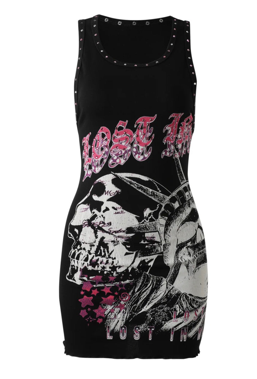 Lost intricacy Dress (Black/Pink)