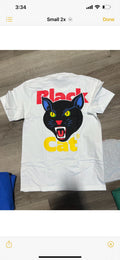 Supreme tee black cat white