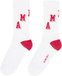 Amiri “Varsity” Socks (White/Red)