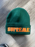 Supreme beanie green/ 3D orange logo