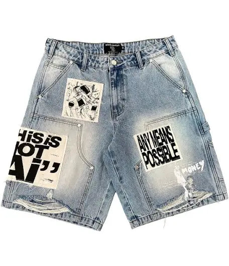 Mixed Emotions “Ai” Denim Shorts (Blue)