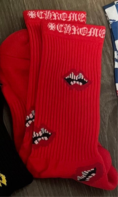 Chrome hearts sock red chrome lips