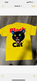 Supreme tee black cat yellow