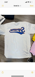 Supreme tee back logo white/ blue