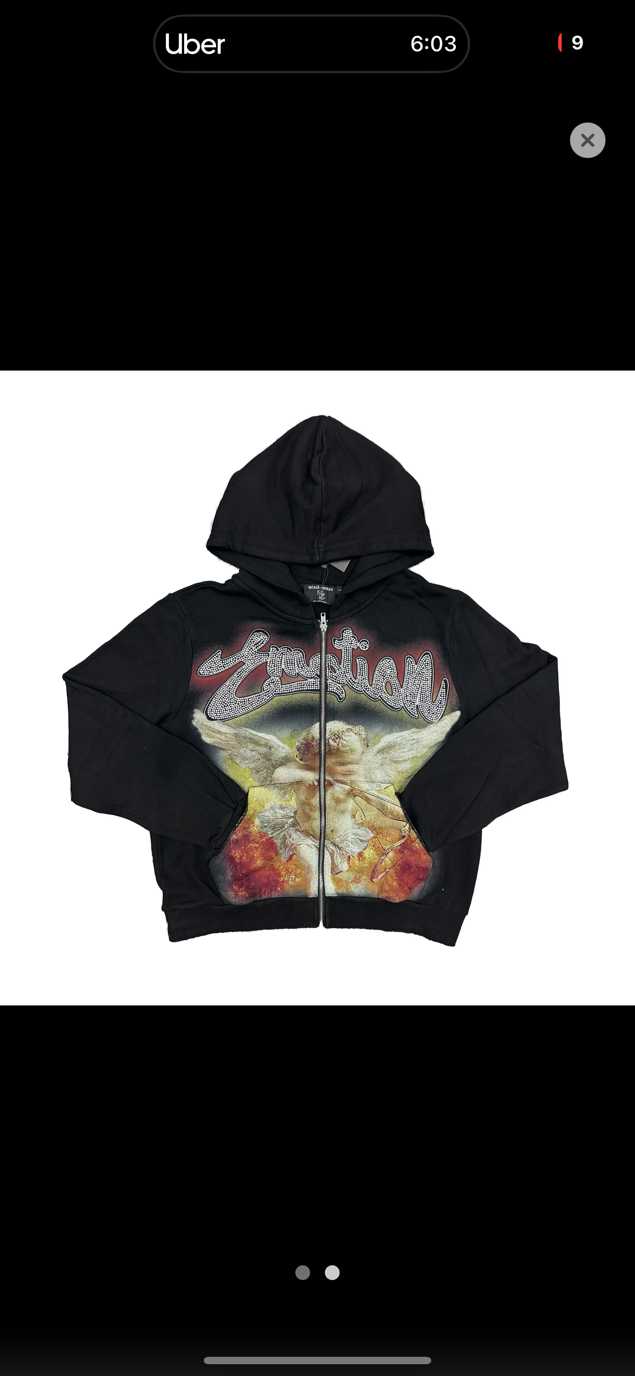 Mixed Emotions Zip Up Hoodie “Angel” (Black/Red)