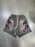 Hellstar “Flame” Shorts (Pink/Grey)
