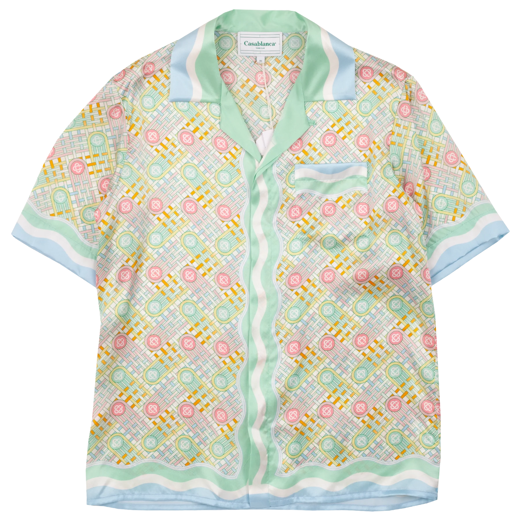 Casablanca “Ping Pong” Silk Tee (Green/White)