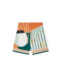 Casablanca “Court Abstrait” Silk Shorts (White/Green/Orange)