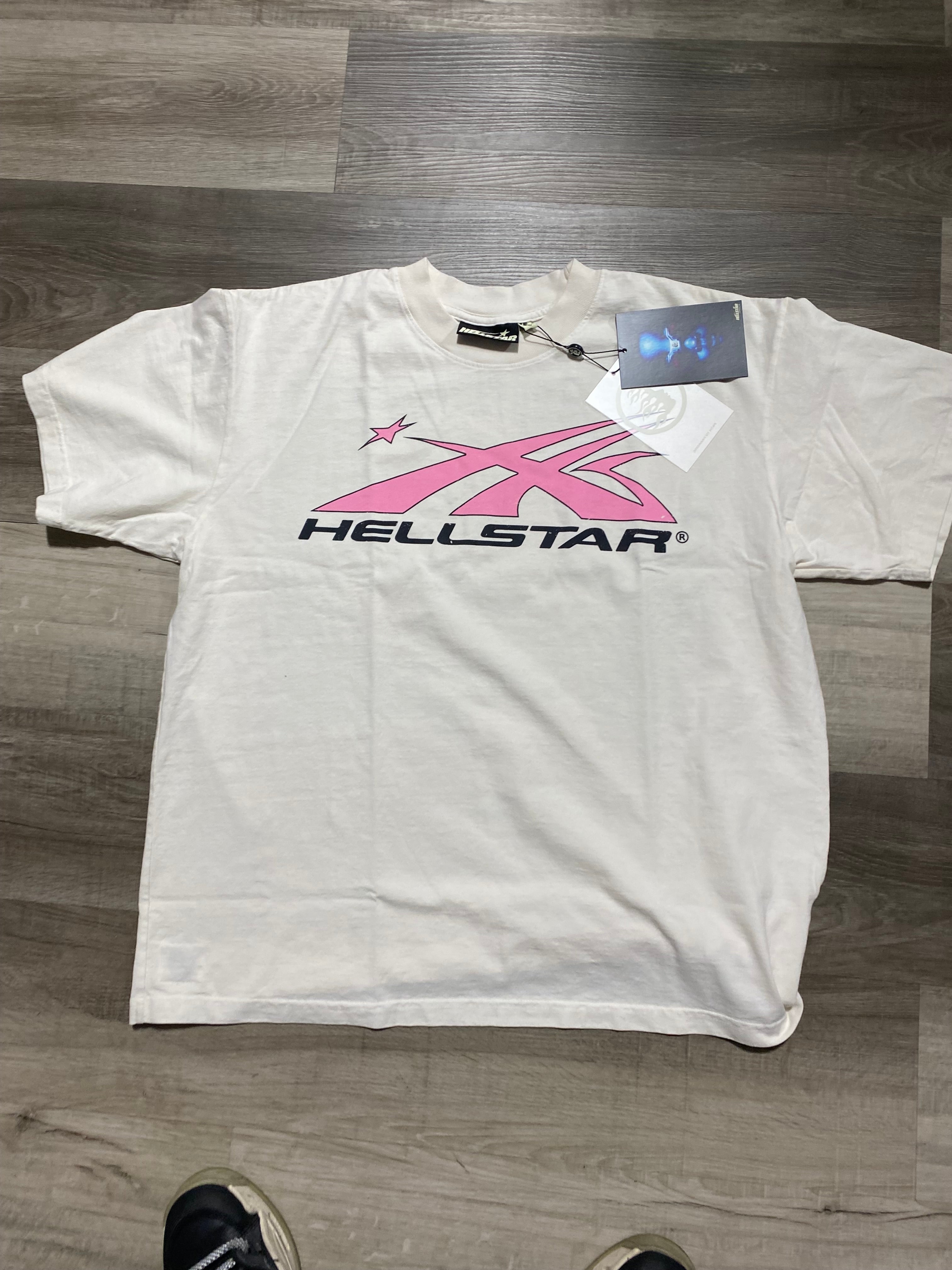 Hellstar sport logo tee white/ pink logo