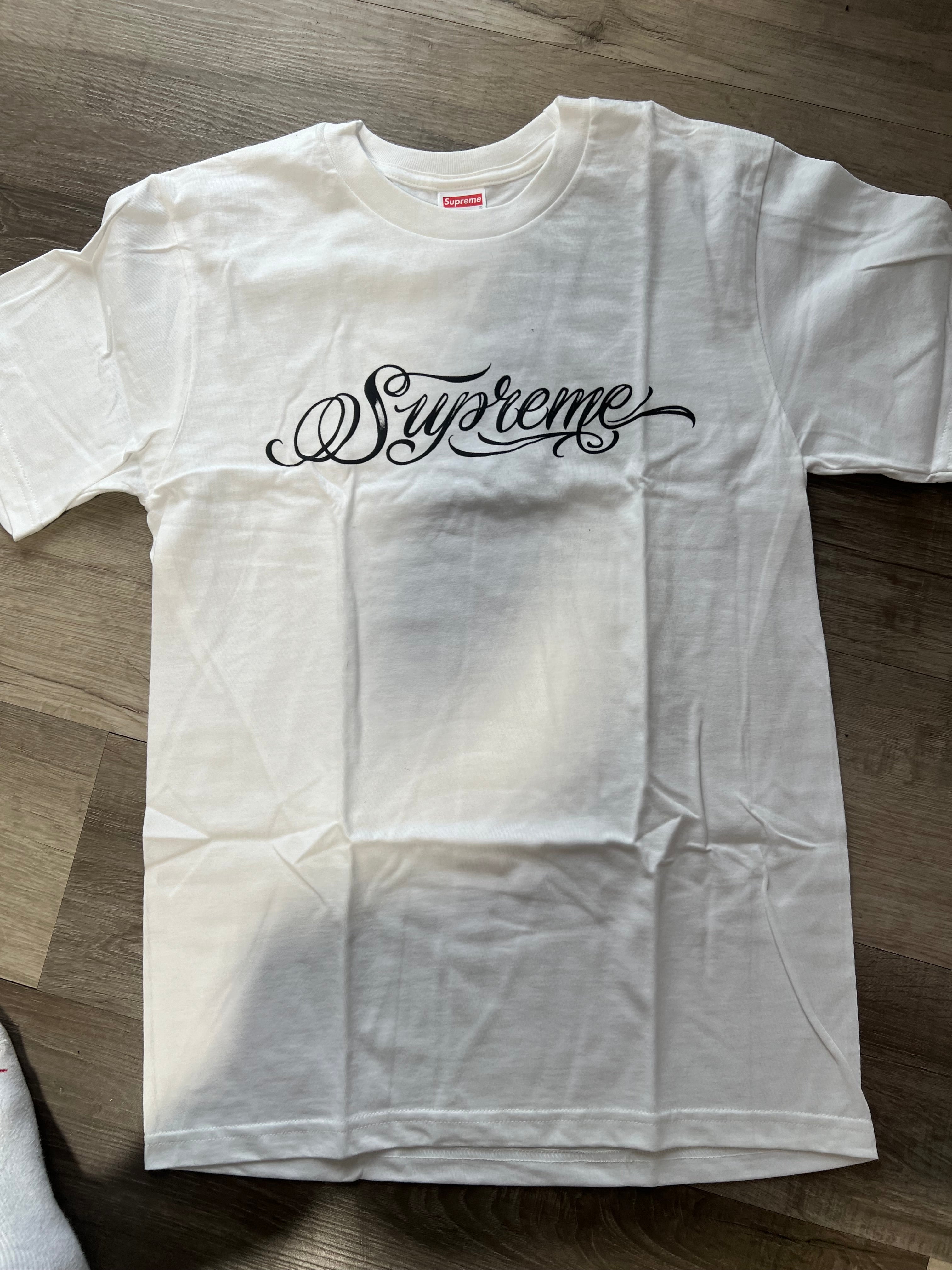 Supreme tee script logo white