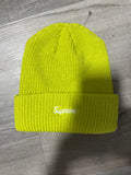 Supreme beanie script logo bright green