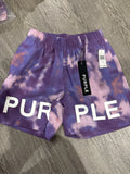 Purple brand shorts tie dye purple