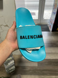 Balenciaga slides turquoise