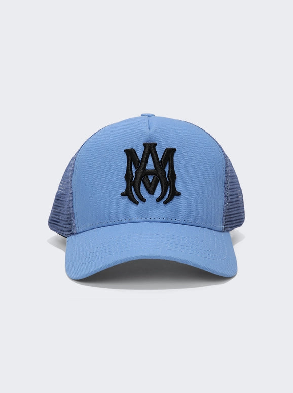 Amiri MA Logo Trucker Hat (Carolina Blue/Black)