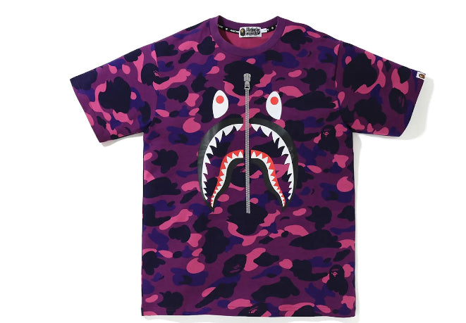 Bape tee shark mouth purple camo
