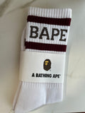 Bape socks brown logo/ burgundy stripes